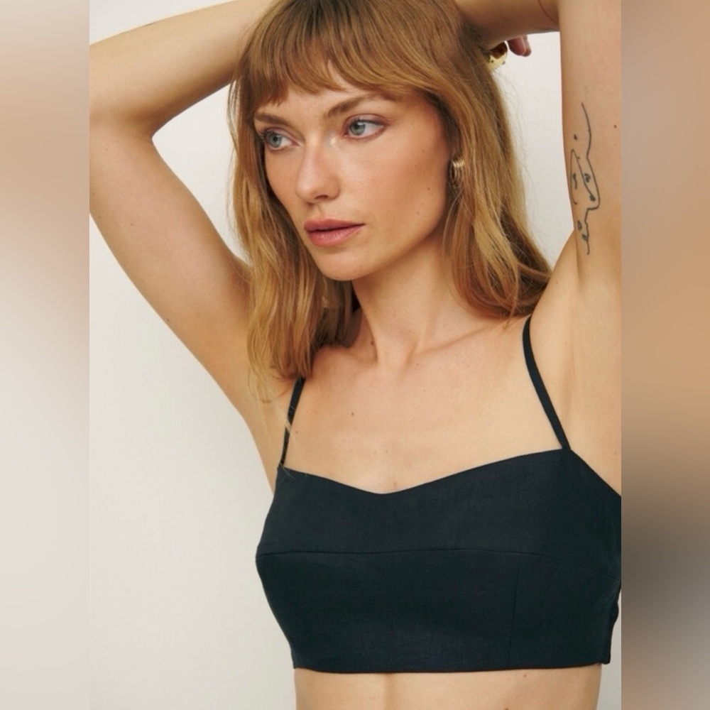 Reformation The Amery Linen Cropped Top, NWT, Size 12